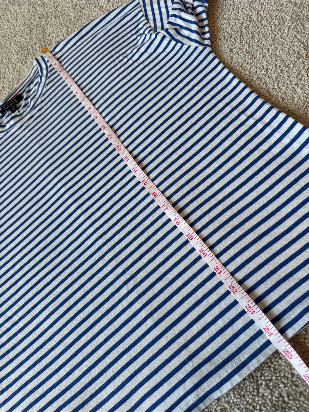 AYR French Fry Blue Striped Crewneck 3/4 Sleeve T Shirt - Picture 10 of 10